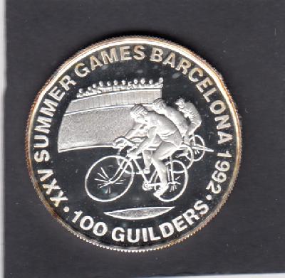 Beschrijving: 100 Gulden S-OLYMPIC 92 CYCLISTS(999)
